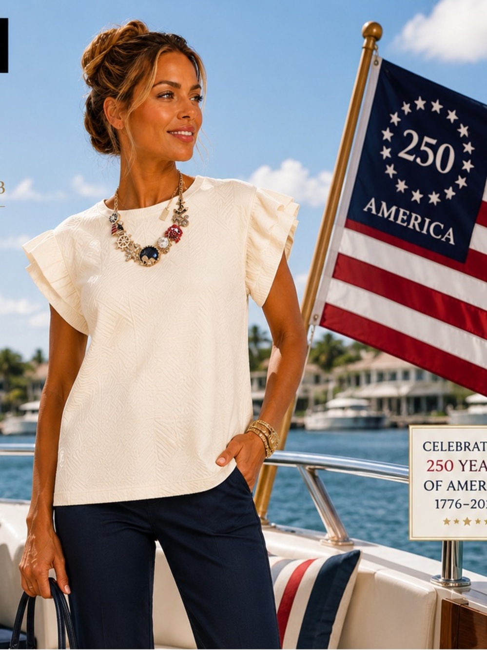 SSYS the Label,Textured Geometric Ivory Ruffle Sleeve Knit Top Chic,EUC, Size M